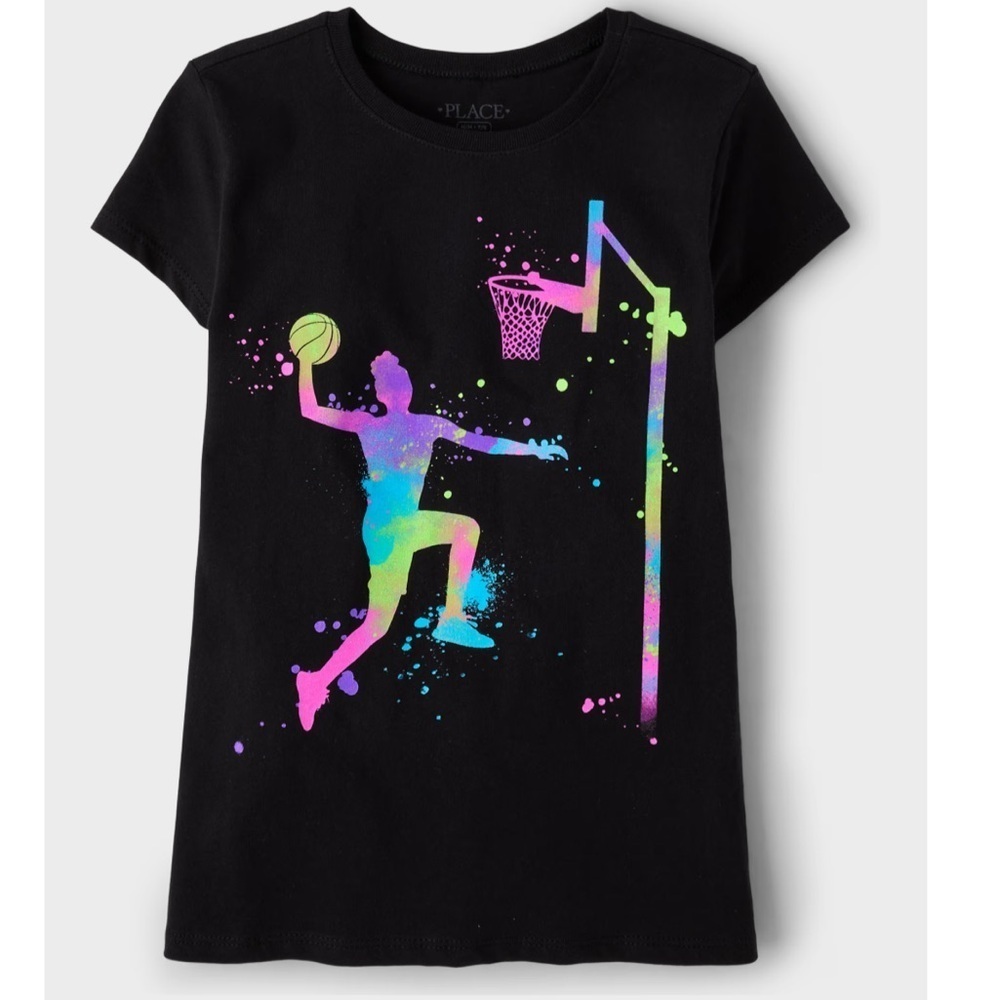 The Children’s Place Black Kids Basketball Graphic Short Sleeve Tee
